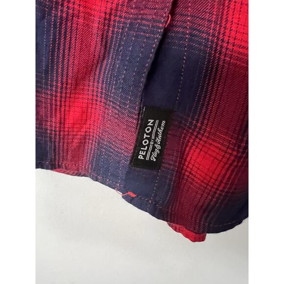 Peloton By Flag & Anthem Blue Red Plaid Button Down Medium - Picture 4 of 6